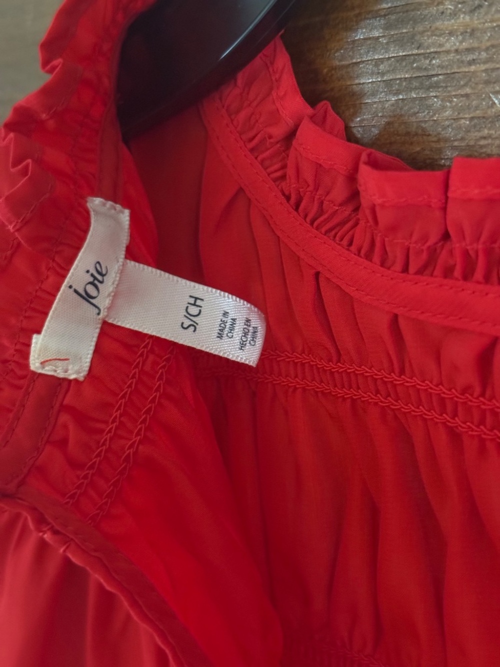 Joie Ruffle Neck Sleeveless Top - Cayenne Red - Small - Picture 3 of 5